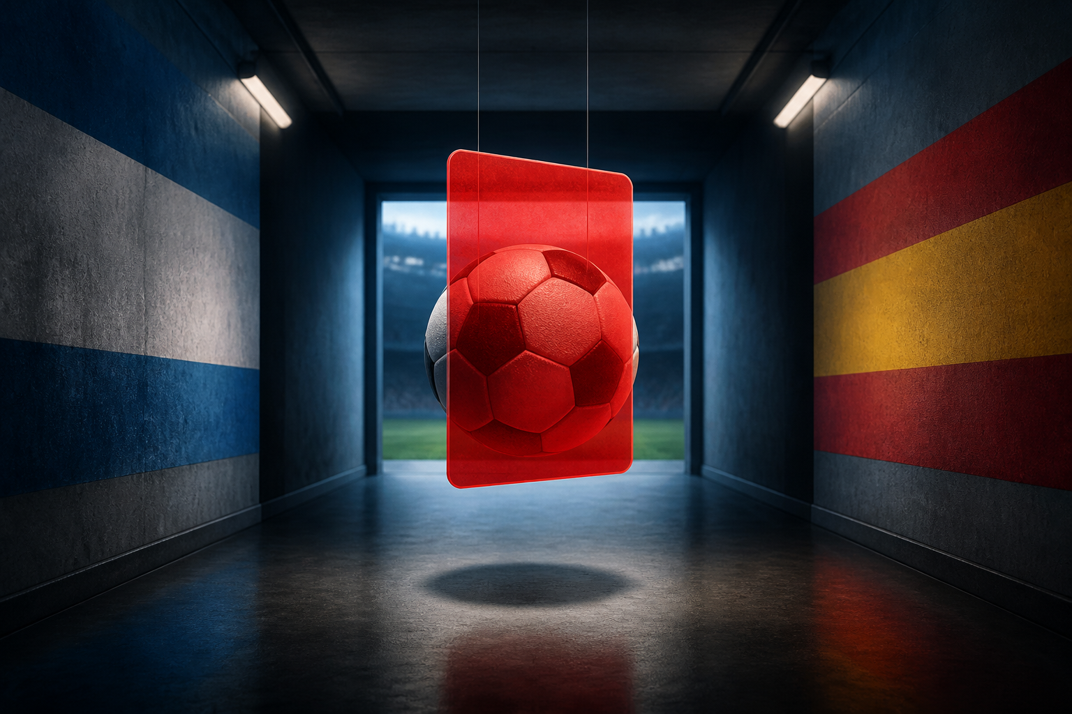 A conceptual illustration representing FIFA disciplinary sanctions after the 2026 World Cup final.